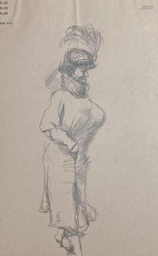 attribué à Jean LAUNOIS (1898-1942)
Portrait de dame en pied...