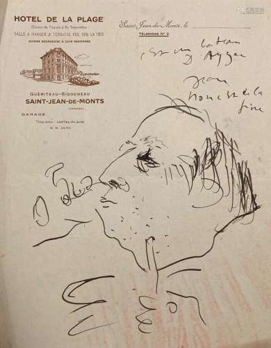 Jean LAUNOIS (1898-1942)
Portrait d'homme fumant
Encre s...