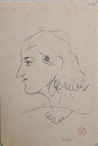 Jean LAUNOIS (1898-1942)
Portrait de dame
Encre monogrammée ...