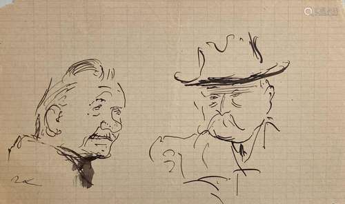 Jean LAUNOIS (1898-1942)
Deux hommes
Encre monogrammée en ba...