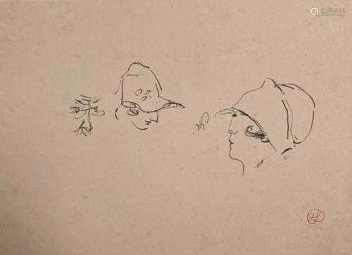 Jean LAUNOIS (1898-1942)
Etude de visages
Encre avec cachet ...