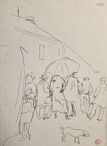 Jean LAUNOIS (1898-1942)
Personnages au marché
Encre avec ca...