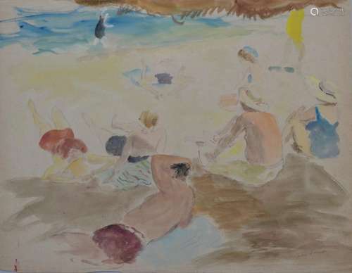 Jean LAUNOIS (1898-1942)
Scène de plage
Aquarelle signée en ...