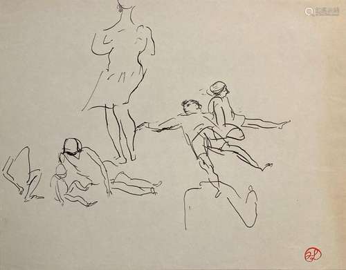 Jean LAUNOIS (1898-1942)
Personnages étendus
Encre avec cach...