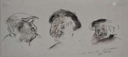 Jean LAUNOIS (1898-1942)
Trois portraits d'homme
Encre e...