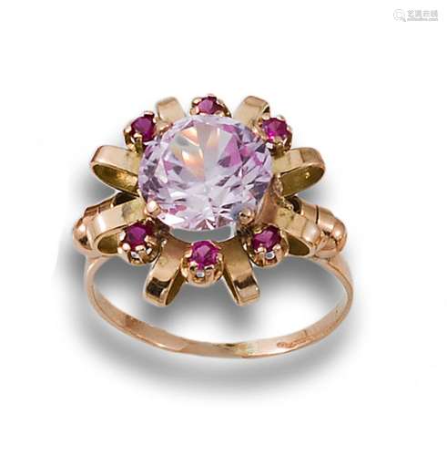GOLD RING RUBIES TREATIES ROSE OF FRANCE