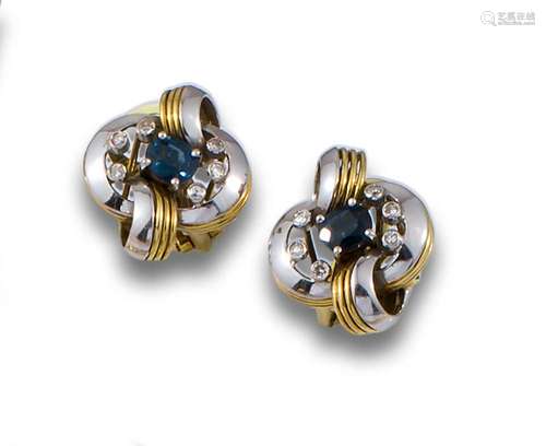 SAPPHIRE AND DIAMOND EARRINGS, OA AND OB