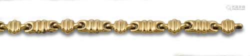 18kt yellow gold bracelet with calibrated synthetic sapphire...