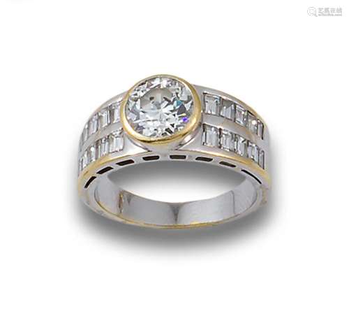 SOLITAIRE RING CENTRE 1,75 CT. APPROX. WHITE AND YELLOW GOLD