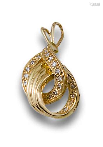 14 kt. yellow gold pendant set with brilliant-cut diamonds.