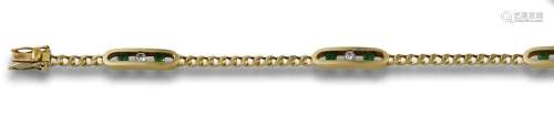 Bracelet, 1980s in 18 kt. yellow gold with centres of brilli...