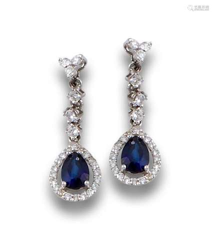 18kt white gold long earrings comprised of brilliant-cut dia...