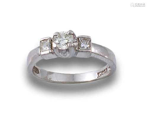 Solitaire ring in platinum, comprising a central brilliant-c...