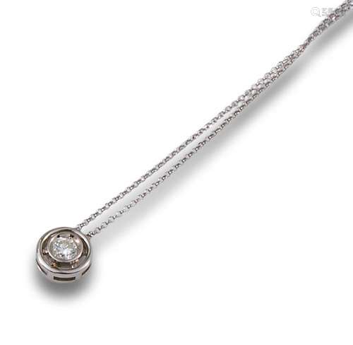 18kt white gold pendant with brilliant cut diamond, estimate...