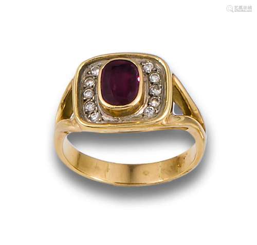 Gentleman's ring with tourmaline and diamonds.