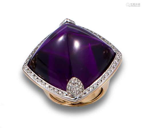 18kt yellow gold ring wiht amethyst.