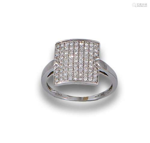 PAVE RING WITH DIAMONDS AND WHITE GOLD