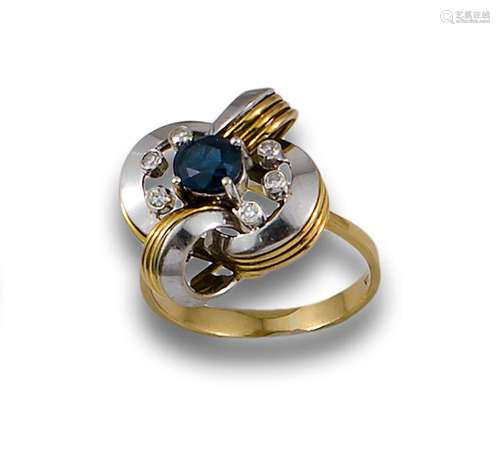 SAPPHIRE AND DIAMOND RING, OB AND OA