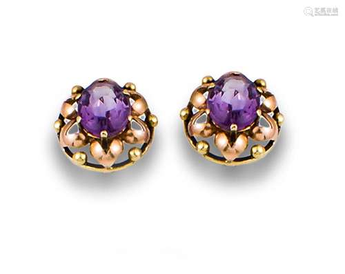 ANTIQUE EARRINGS SYNTHETIC AMETHYSTS