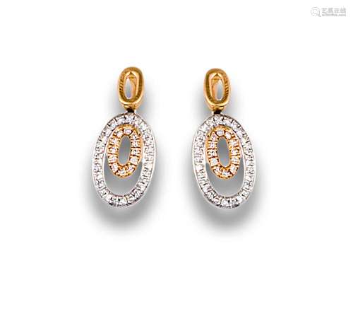 PENDANT EARRINGS WITH ROSE GOLD RHINESTONES