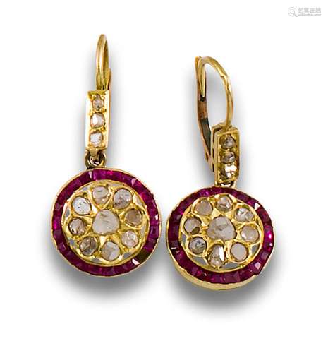 ANTIQUE DIAMOND AND YELLOW GOLD EARRINGS