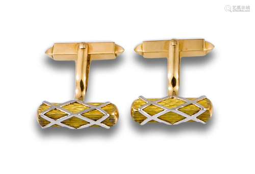 CUFFLINKS CARTRIDGES YELLOW AND WHITE GOLD