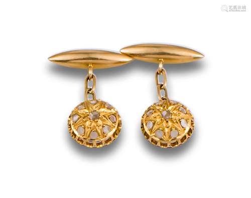 ANTIQUE CUFFLINKS, YELLOW GOLD, AND DIAMONDS