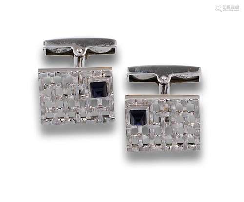 CUFFLINKS, 1970S, WHITE GOLD