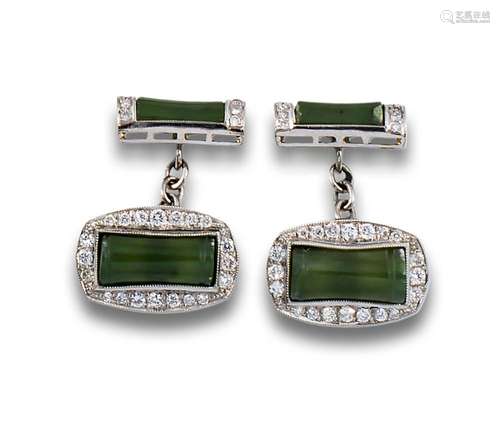 CUFFLINKS DECO JADE PLATINUM DAY