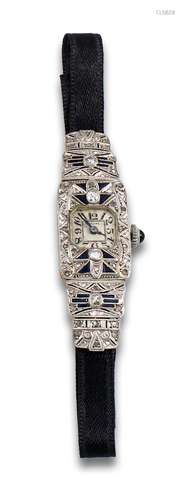 ART DECO SOLINA JEWELLERY WATCH IN GOLD, PLATINUM AND DIAMON...