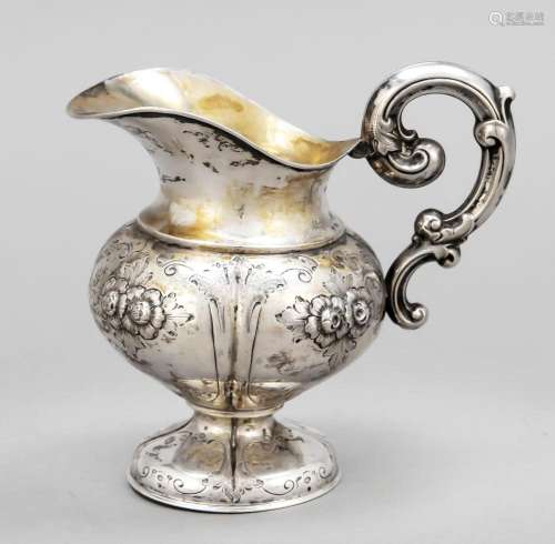 Cream jug, c. 1900, silver tested,