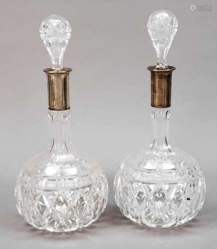 Pair of carafes with silver neck m