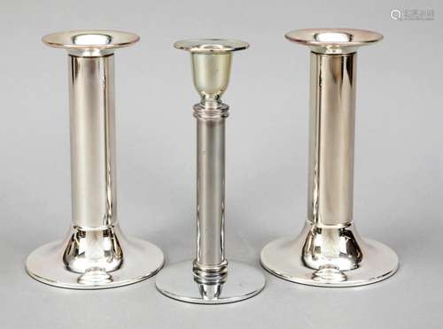 Three candlesticks, 20th c., plate