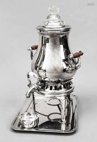 Samovar, 20th c., metal, on rectan