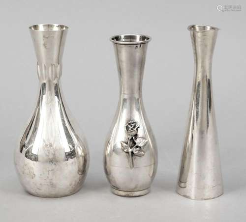 Three vases, mostly German, 20th c