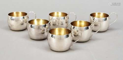 Six small handle mugs, Sweden, 197