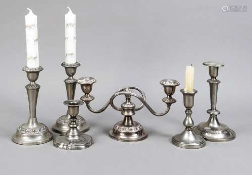 Set of six candlesticks, 20th c.,
