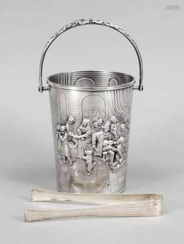 Ice vessel with tongs, 20th centur