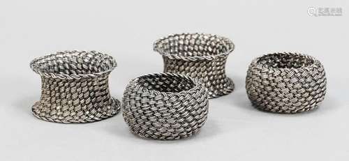 Four napkin rings, 20th century, s