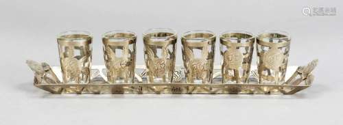 Six liquor cups with mounting on t