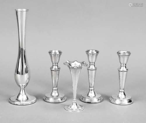 Three candlesticks, England, 20th