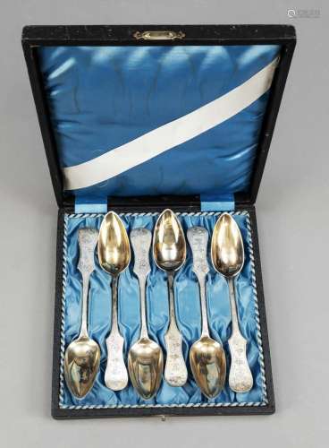 Six coffee spoons, 19th c., silver