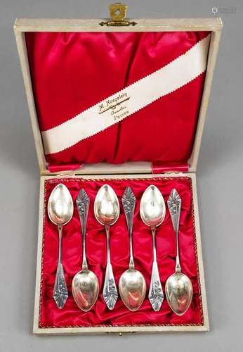 Six Art Nouveau coffee spoons, Ger