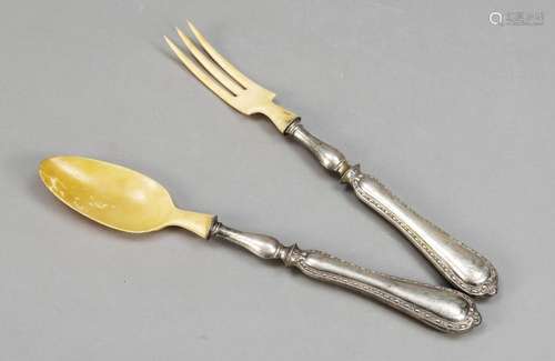 Two-piece salad servers, late 19th