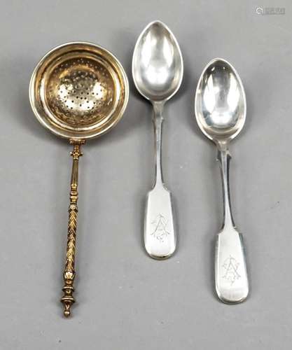 Two teaspoons, hallmarked Russia,