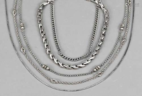 Set of five necklaces, sterling si