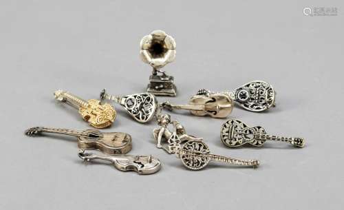 Ten miniatures, 20th c., silver va