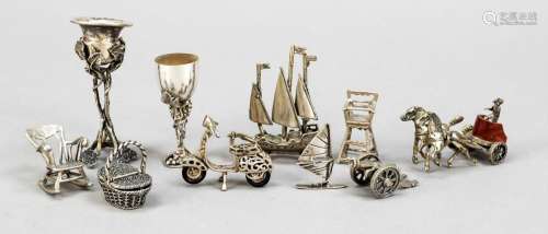 Ten miniatures, 20th c., silver va
