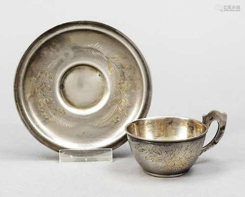 Demitasse with saucer, hallmarked