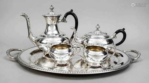 Four-piece coffee and tea set on o